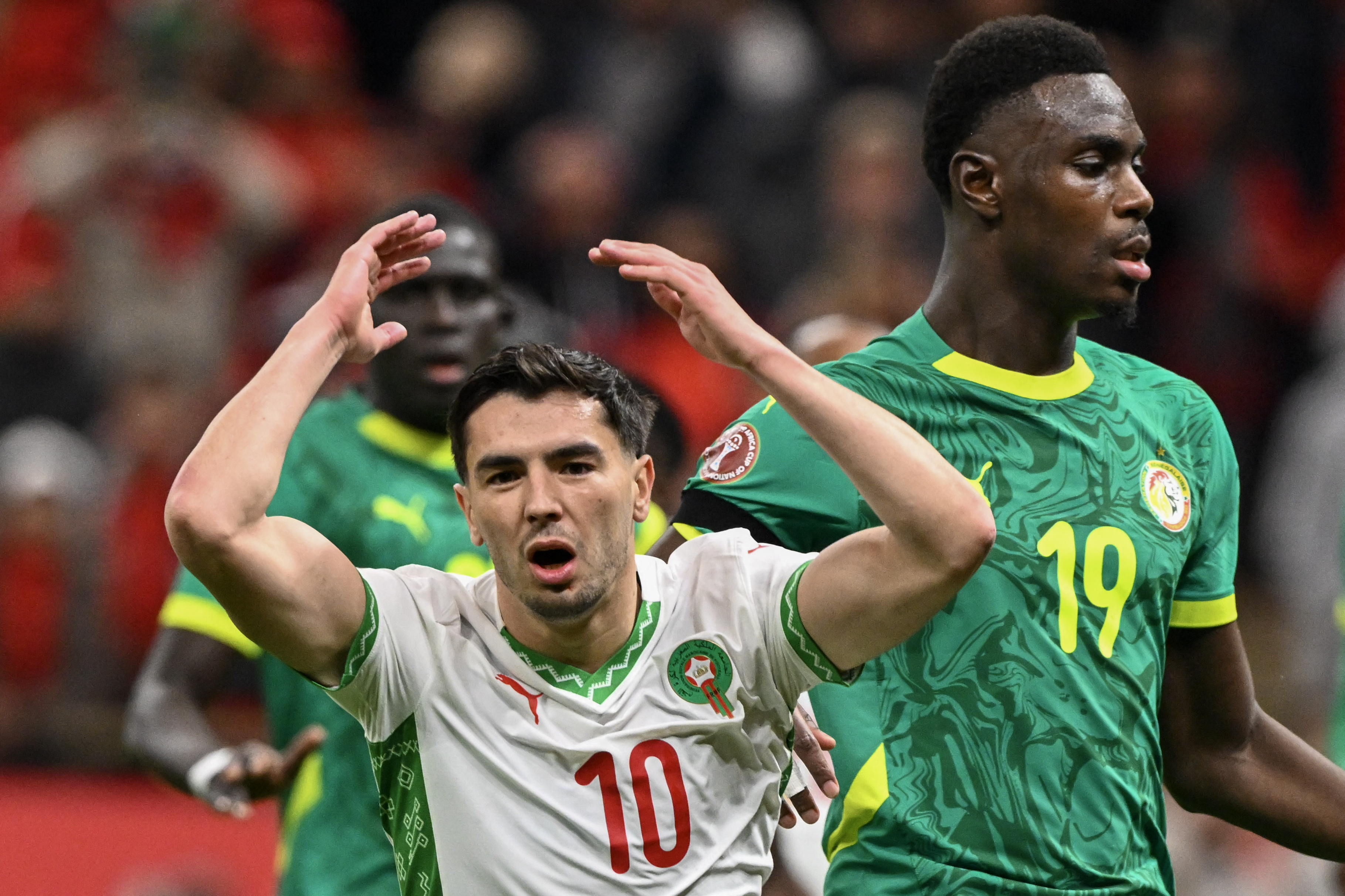 摩洛哥翼鋒迪亞茲（Brahim Díaz）射失關鍵12碼球。法新社