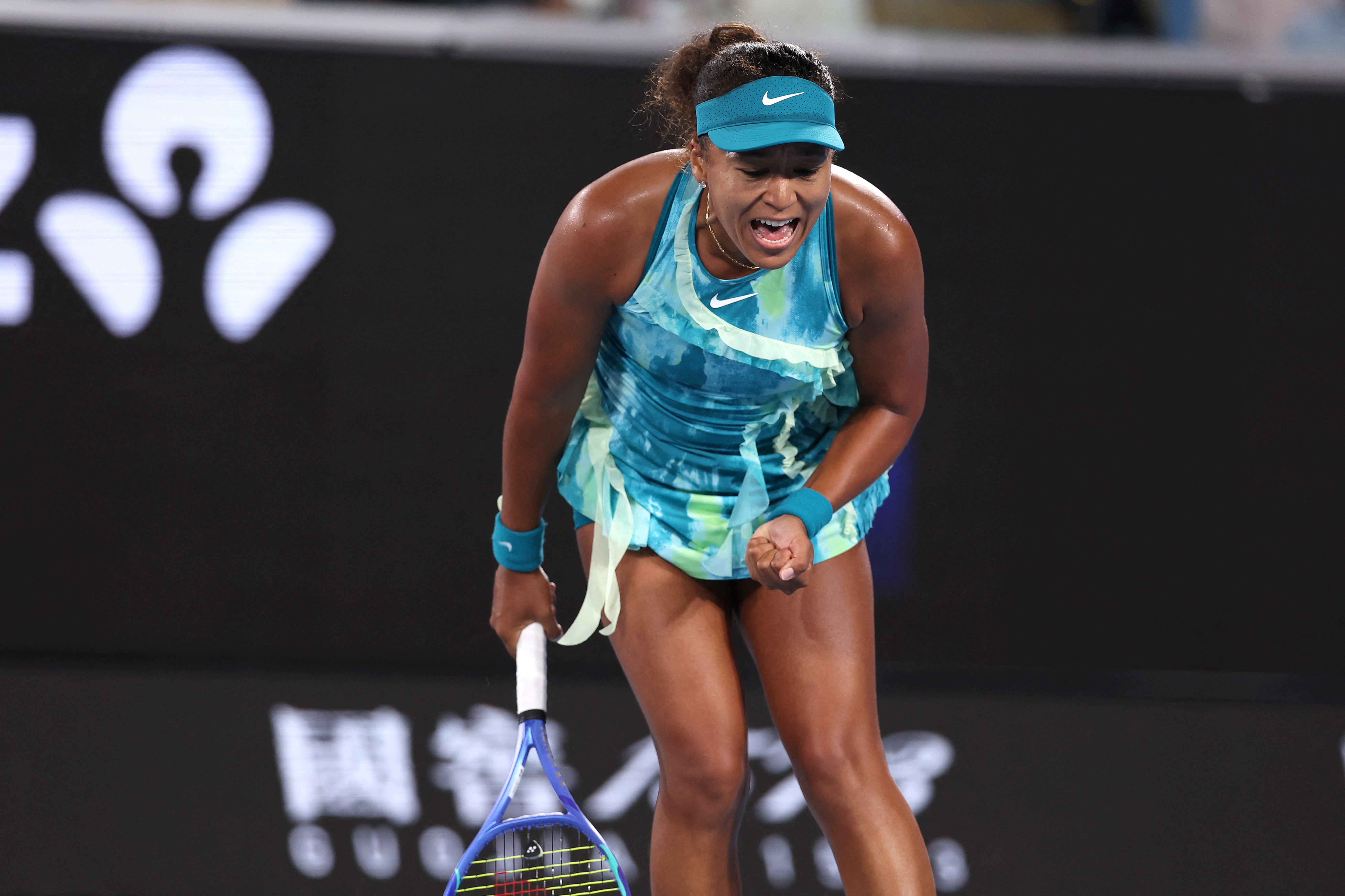 大坂直美在對手一和二發之間出聲受到批評。法新社