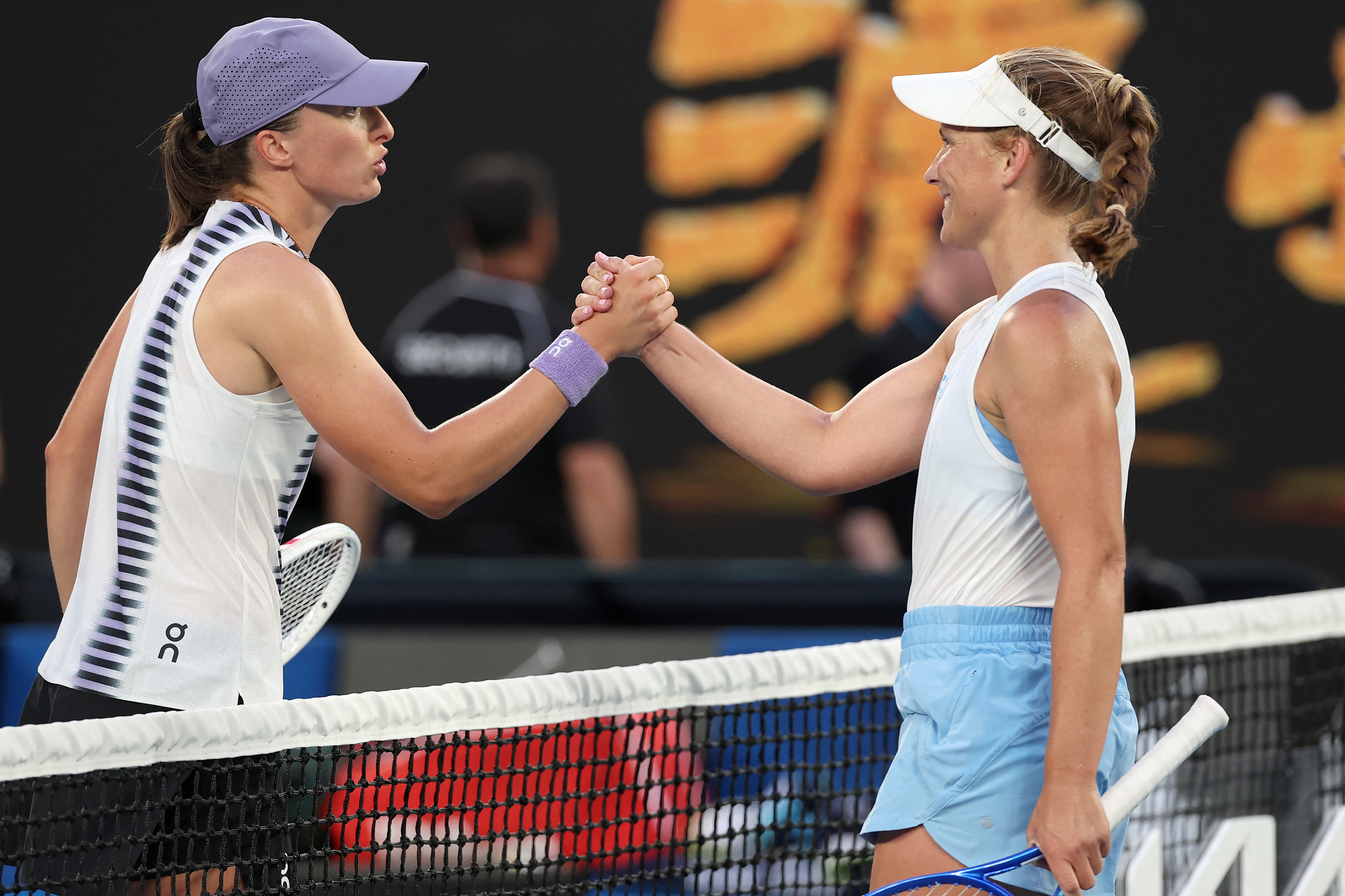 世界排名第168英格利絲（Maddison Inglis，右）16強止步帶著近千萬獎金離開。法新社