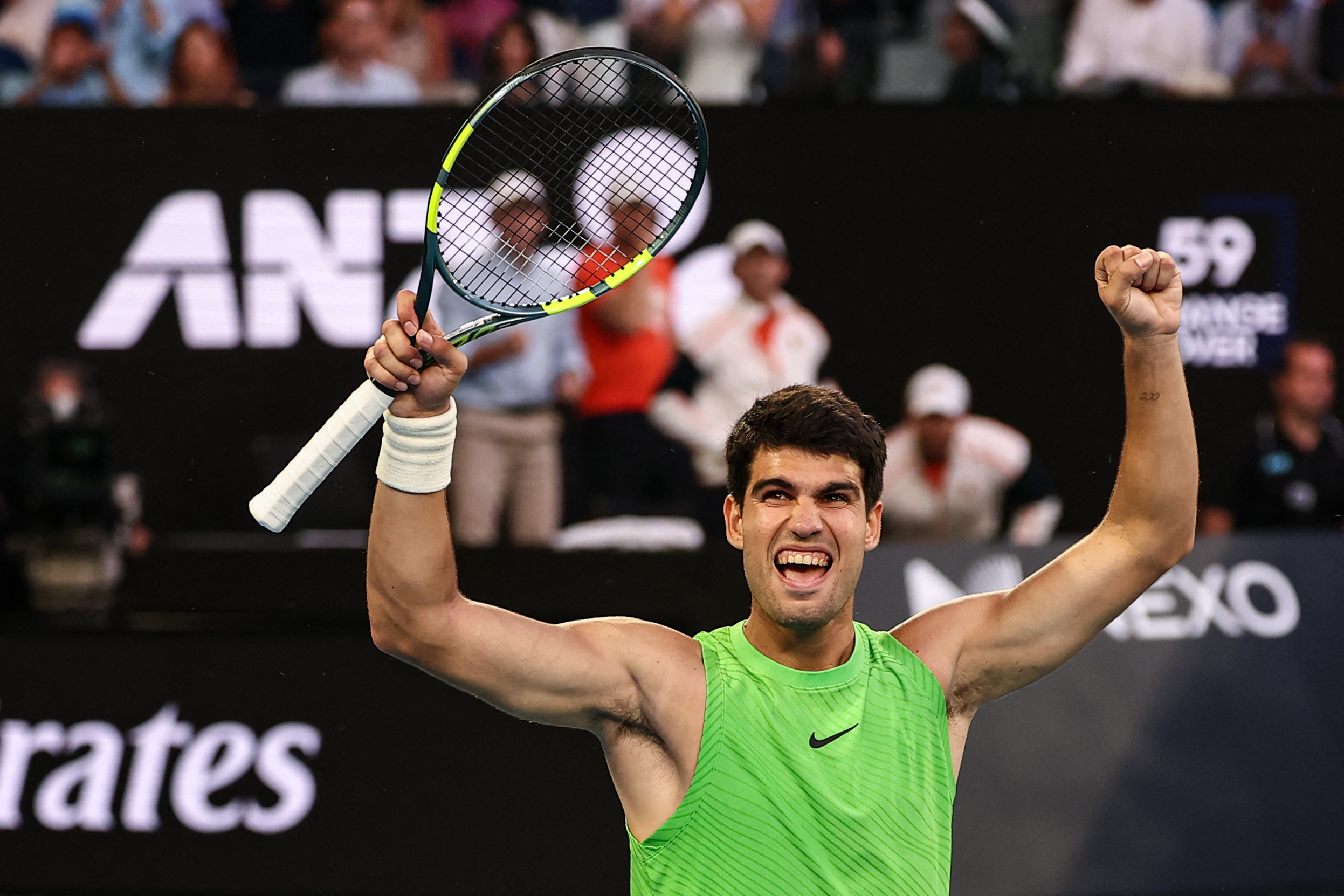 球王艾卡拉茲神勇首度打進澳網決賽。法新社