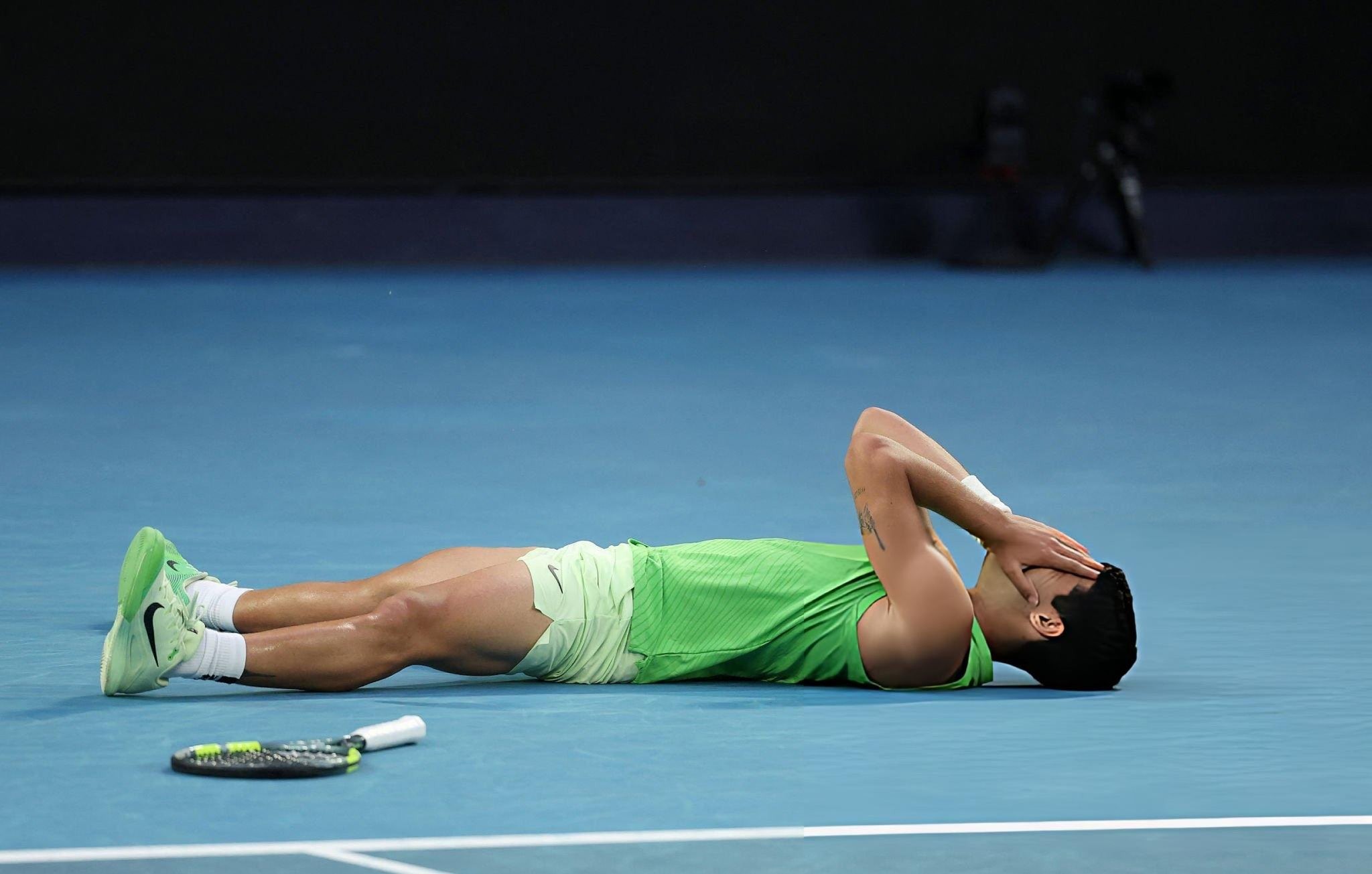 世界球王艾卡拉茲（Carlos Alcaraz）連12個五盤大戰獲勝。摘自澳網推特