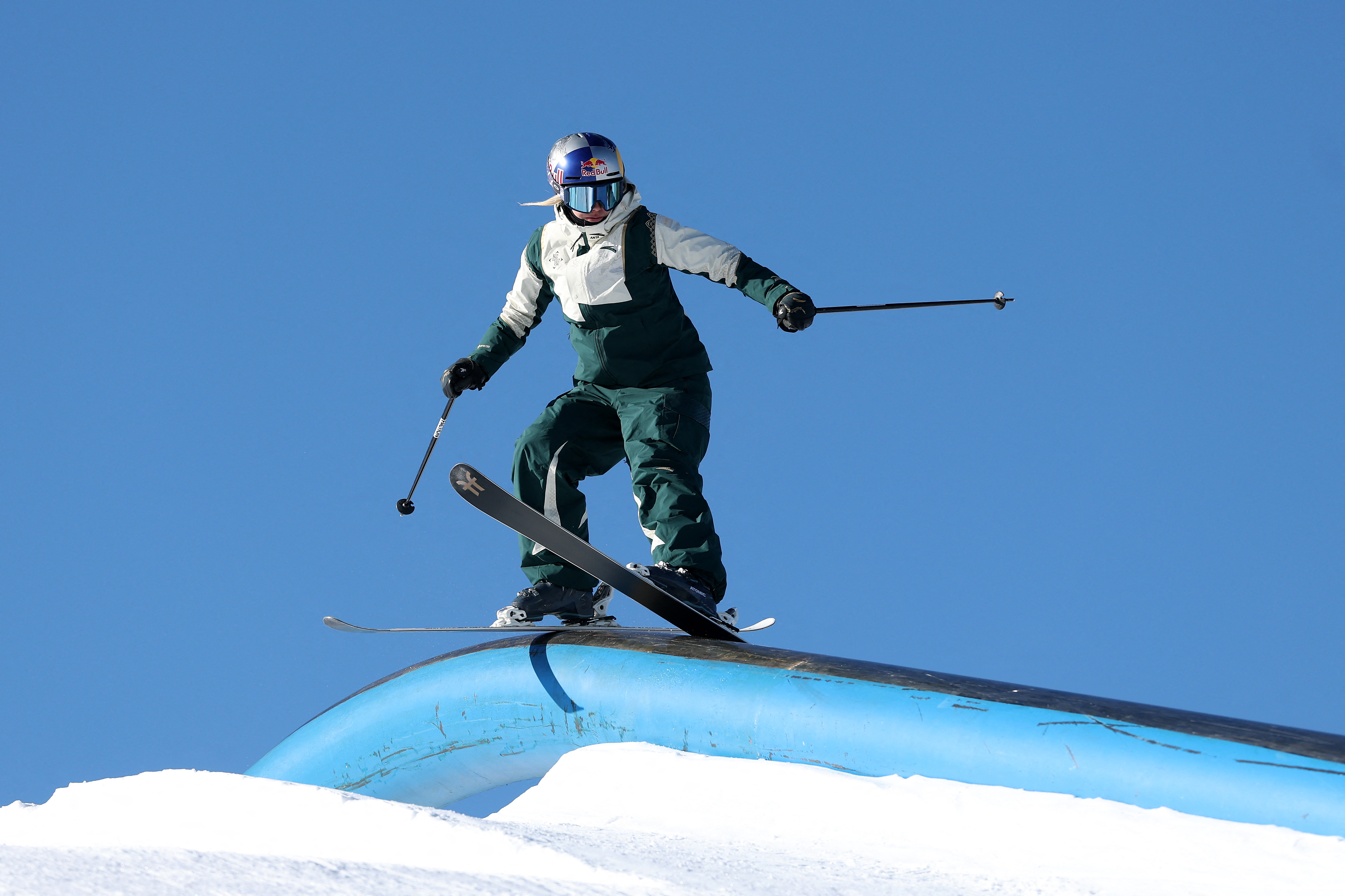 谷愛凌(Eileen Gu)週六在女子坡面障礙技巧(slopestyle)資格賽驚險晉級。法新社