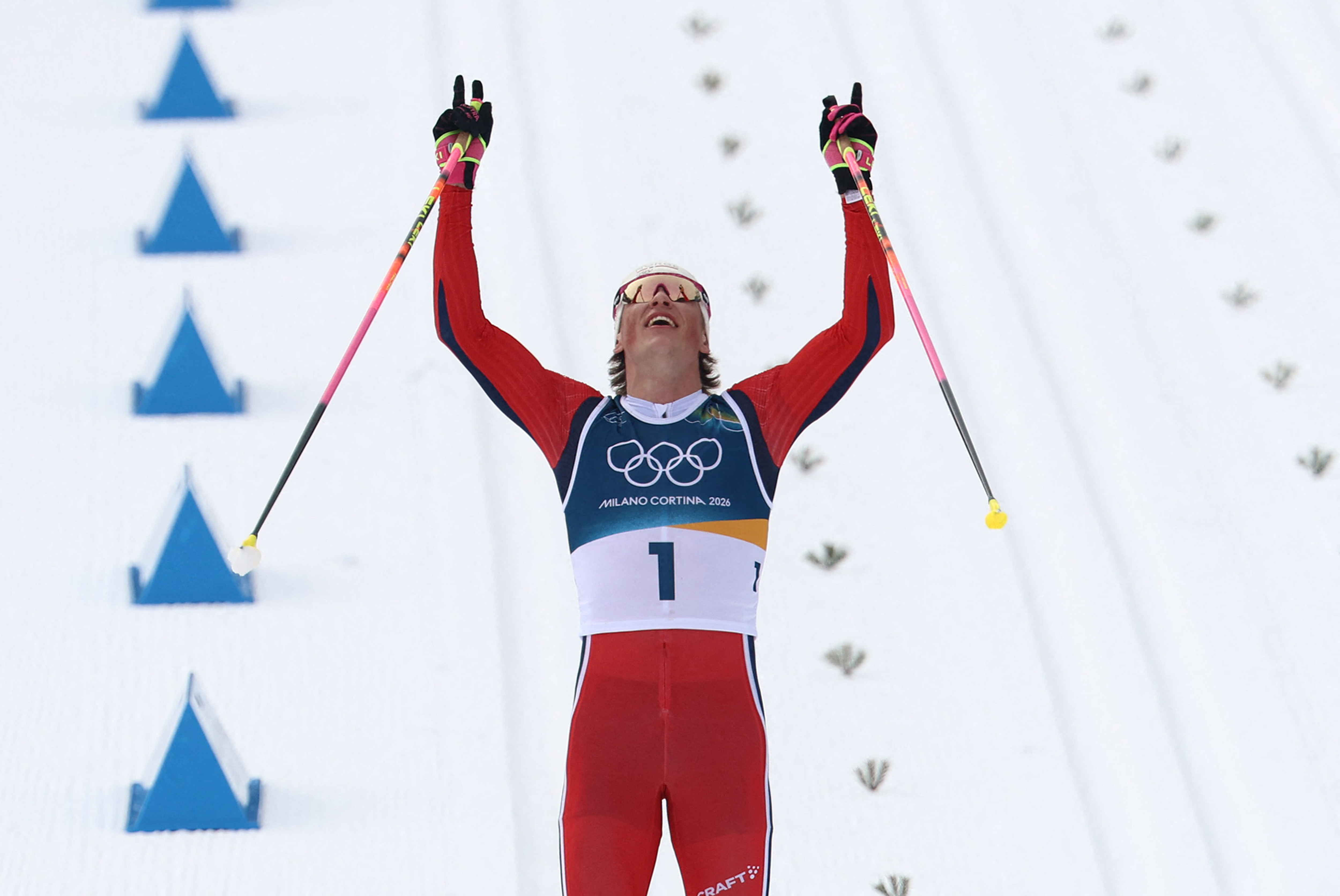 挪威越野滑雪傳奇克萊博(Johannes Hoesflot Klaebo)在今年冬奧參加六項摘下六金。法新社