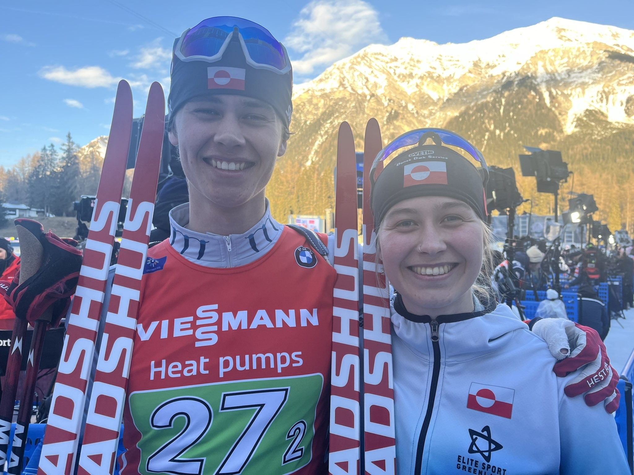 米蘭冬奧唯二來自格陵蘭的兄妹檔烏卡萊克（Ukaleq Slettemark）與桑德雷（Sondre Slettemark）。摘自推特