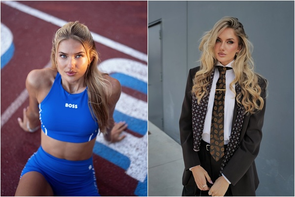 德國田徑明星施蜜特（Alica Schmidt）現身米蘭時裝周。合成照片