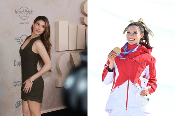 谷愛凌悠游於滑雪和時尚兩界。合成照片