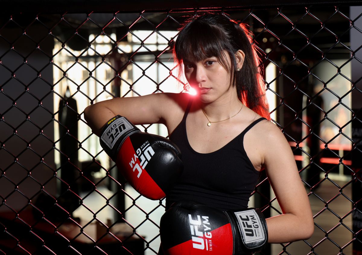 王靖蓉被日本媒體冠上「花仙子」的稱呼。(場地提供:UFC GYM 台中勤美旗艦館) 特約記者 郭運復攝
