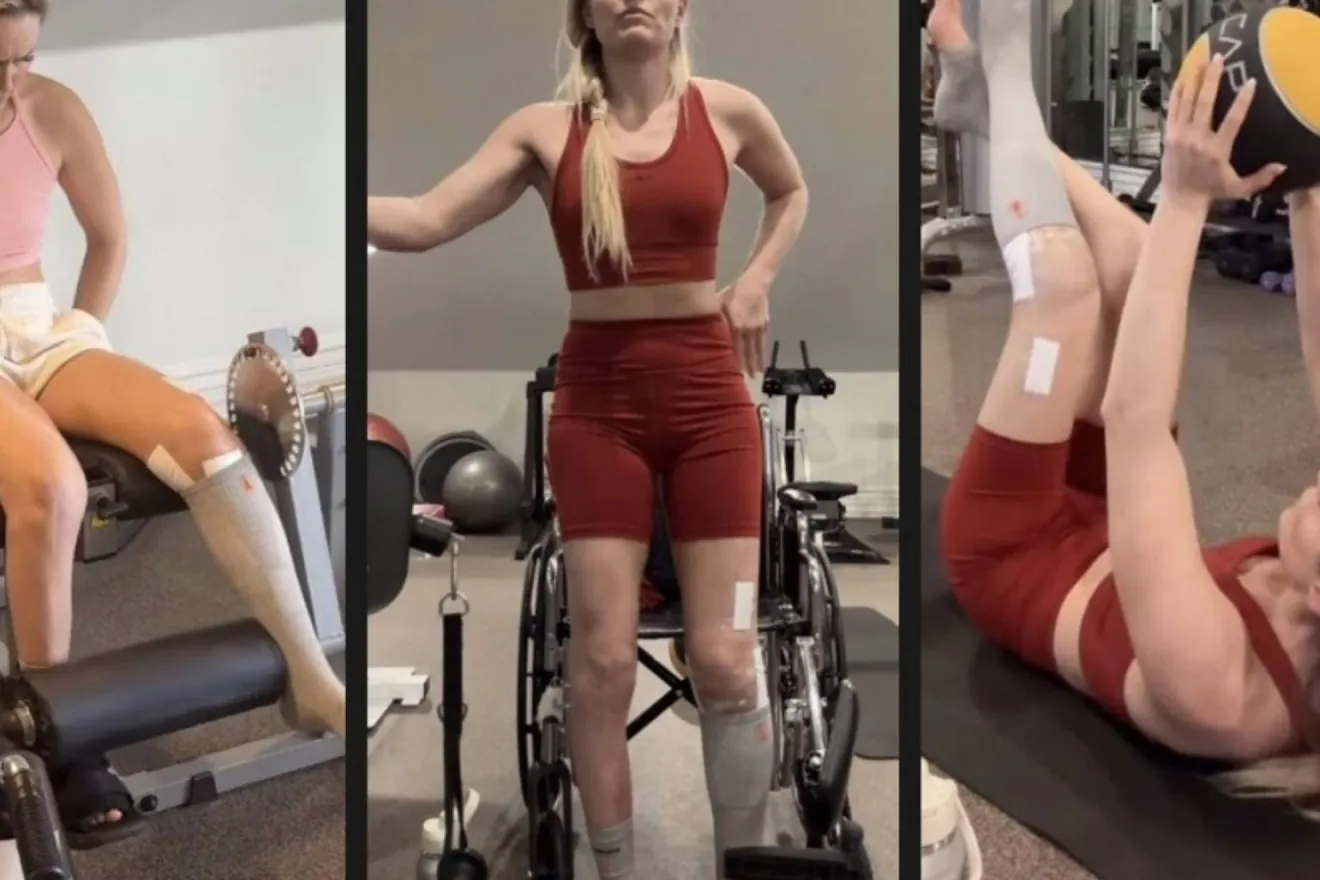 美國滑雪女神在重傷後僅休養25天就開始鍜鍊。摘自沃恩IG