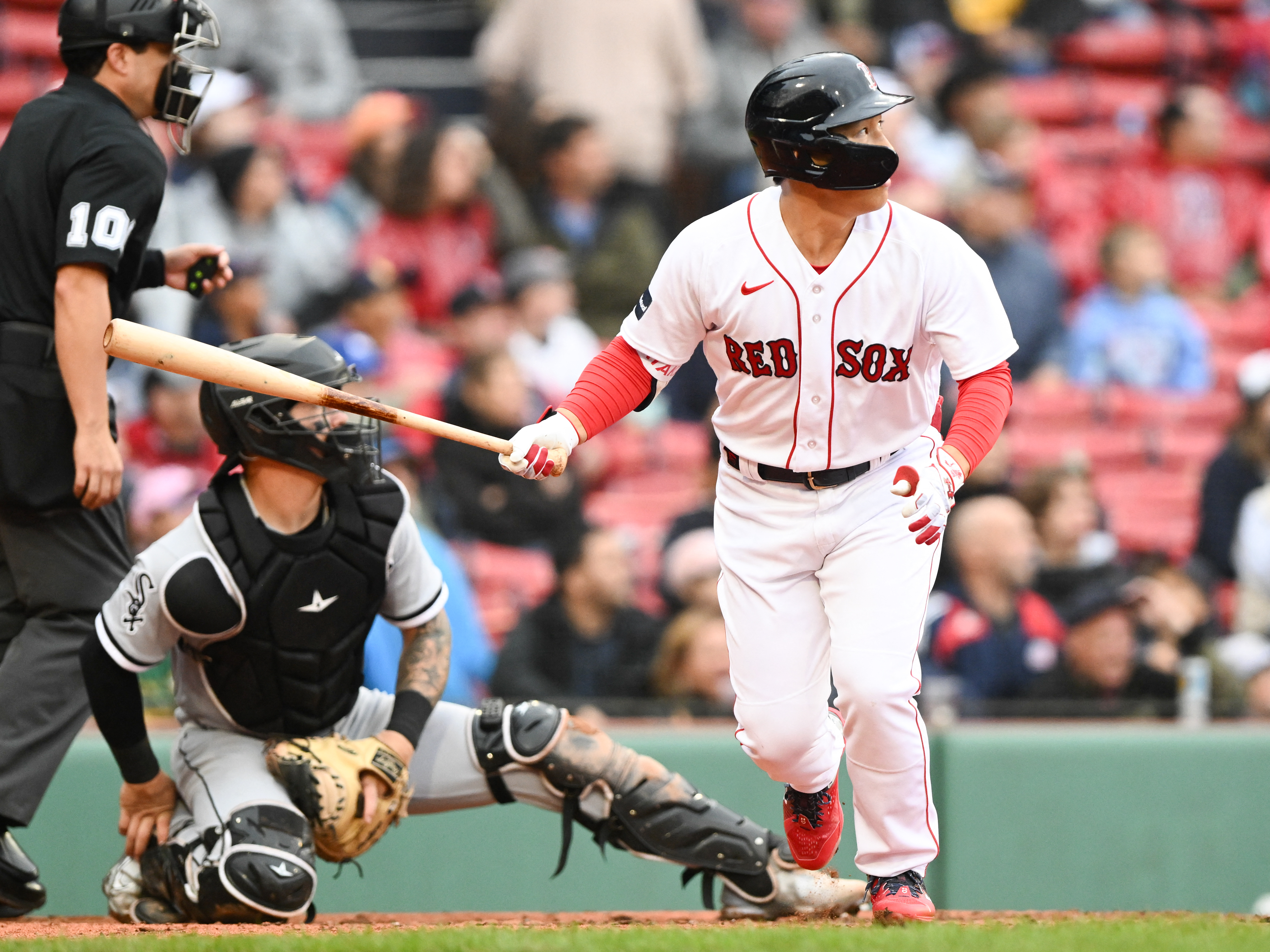 吉田正尚上場代打，不過吉田遭到三振。法新社