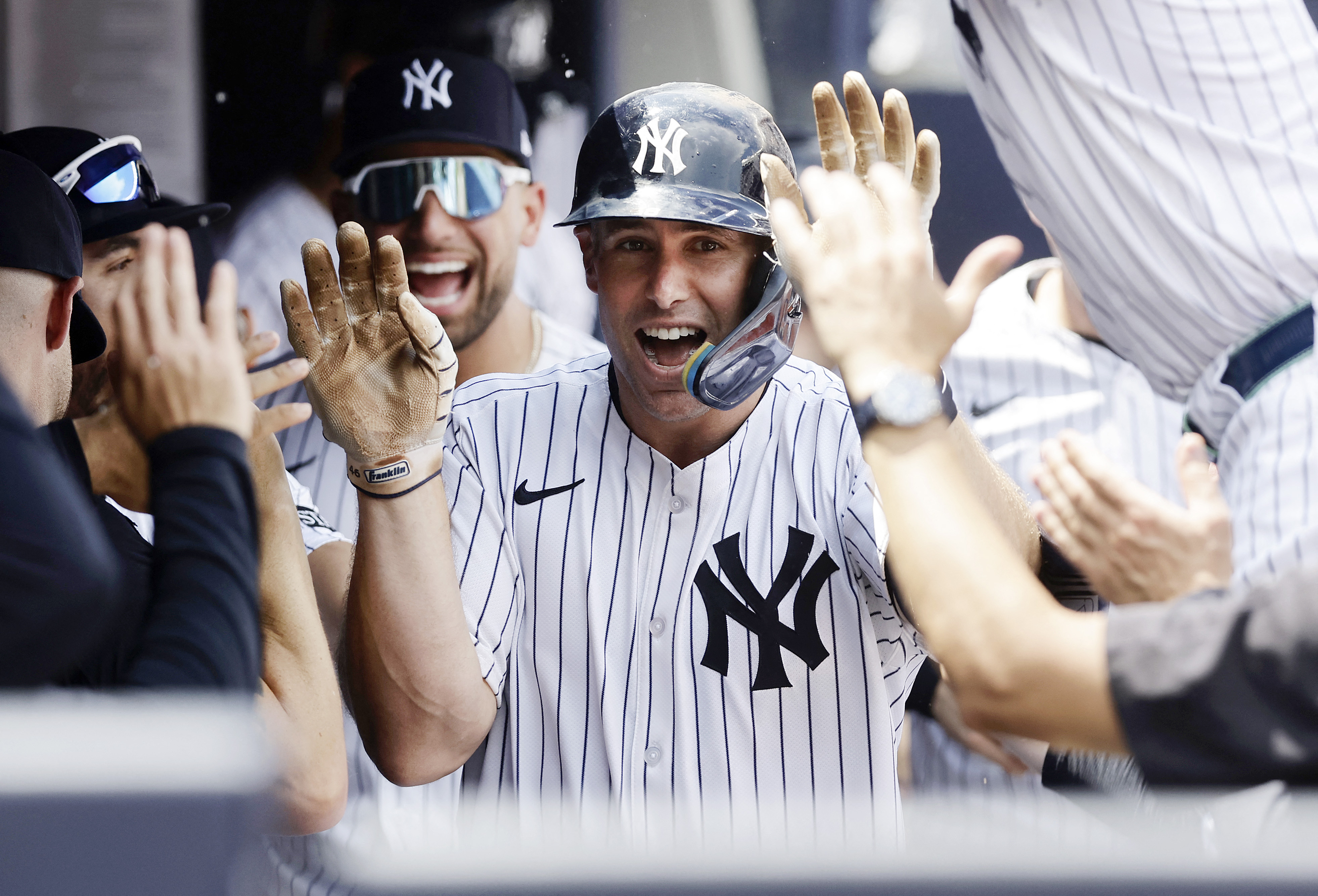 洋基老將Paul Goldschmidt，在Oracle Park 生涯84場打.334、15轟、64打點，簡直是巨人後院的惡夢。法新社