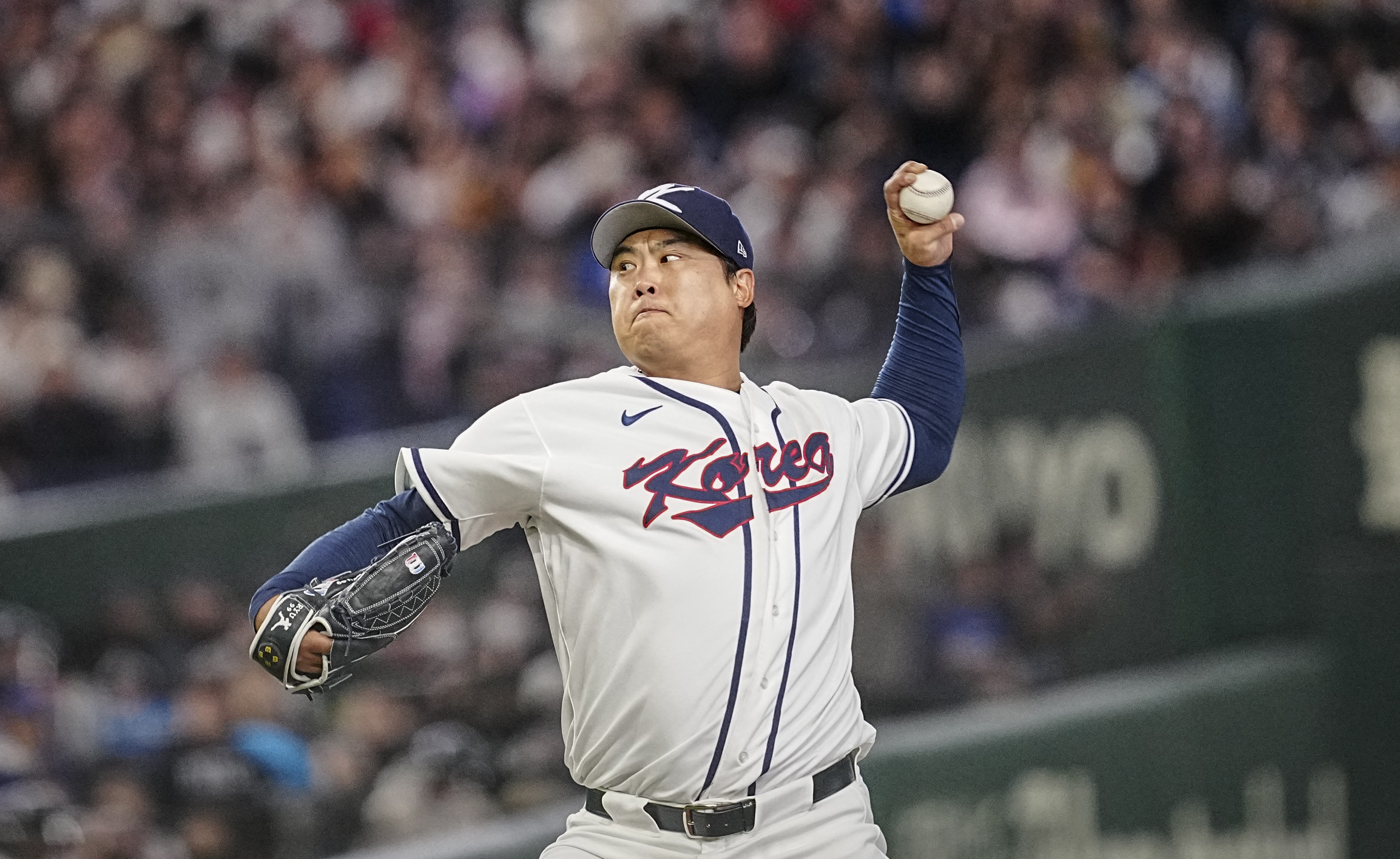 韓國柳賢振(Ryu Hyun-jin)僅投1.2局就失3分退場。法新社