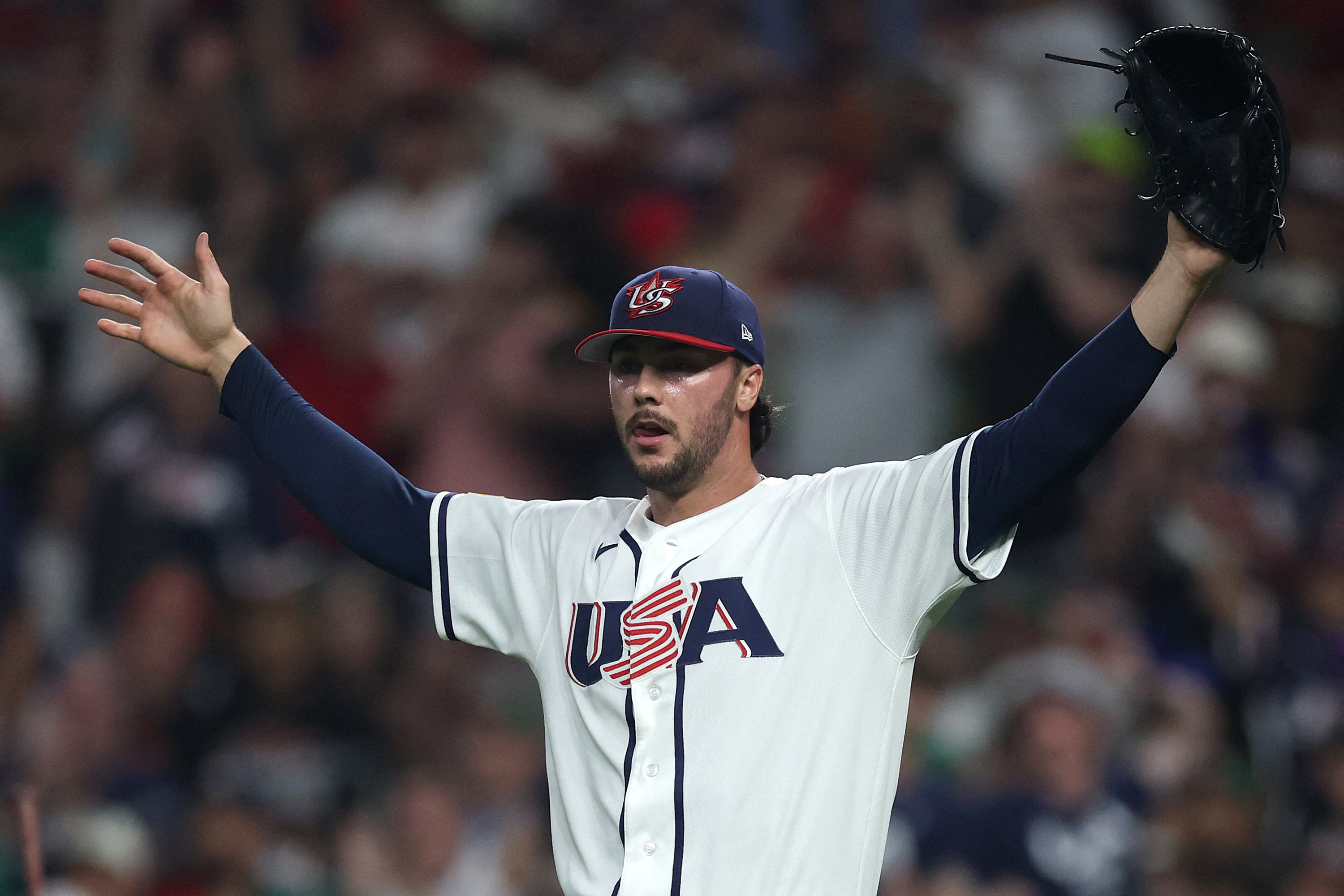 美國賽揚強投史金恩茲,若他在比賽前段能有效壓制,以美國隊打線強度,先馳得點甚至取得勝利都充滿希望。法新社