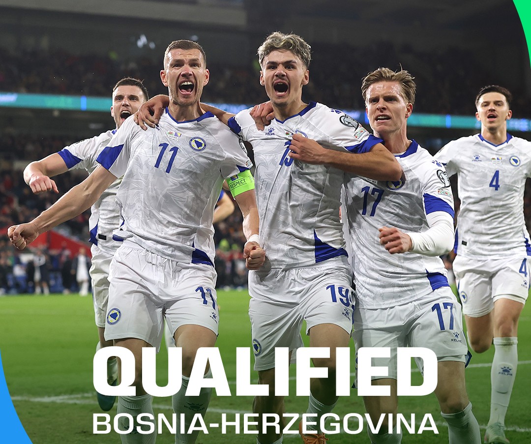 波士尼亞大爆冷門打敗義大利晉級世界盃。摘自FIFA推特