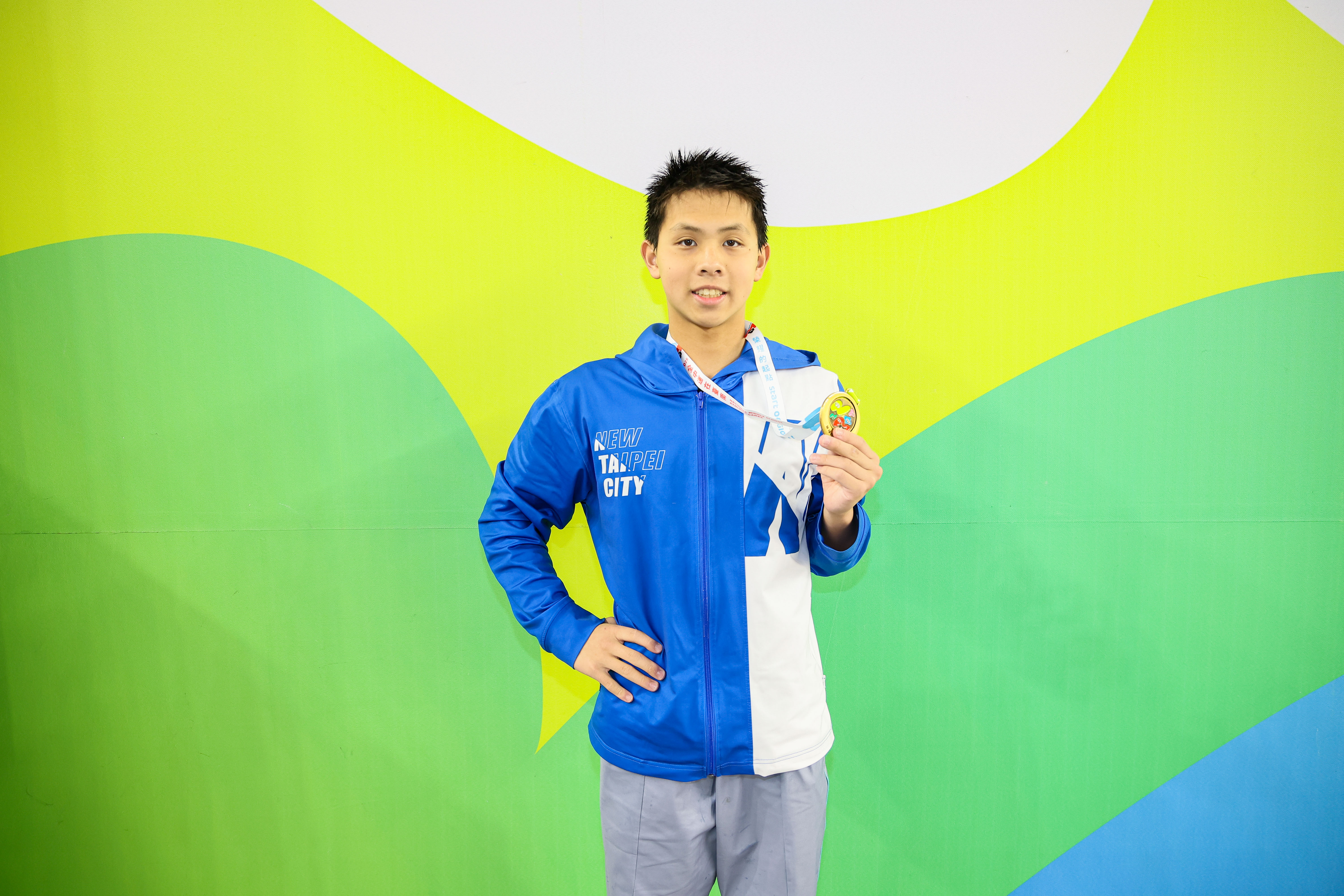 新北林口國中游泳選手蘇柏陵將挑戰115全中運三冠王。新北體育局提供