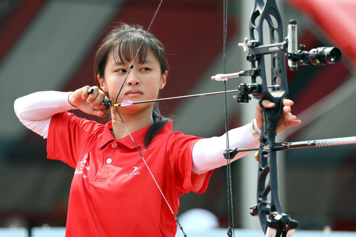 林姿璇身材袖珍拉不滿弓，只能轉往複合弓，卻收獲更多的成就。台南市體育局提供