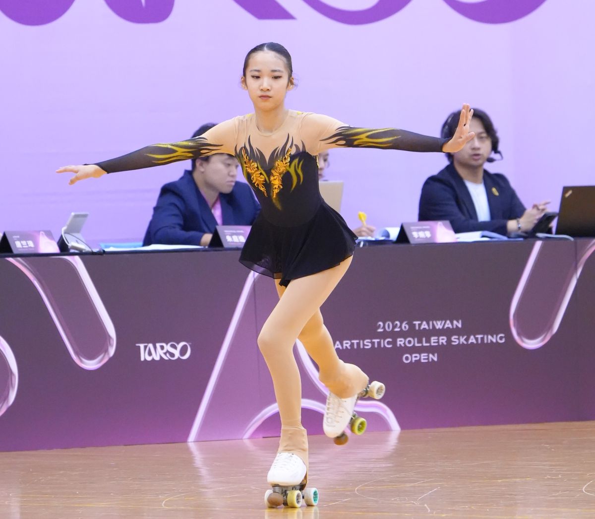 楠真央Mao Kusunoki以32.19分獲得銀牌。中華民國滑輪溜冰協會提供