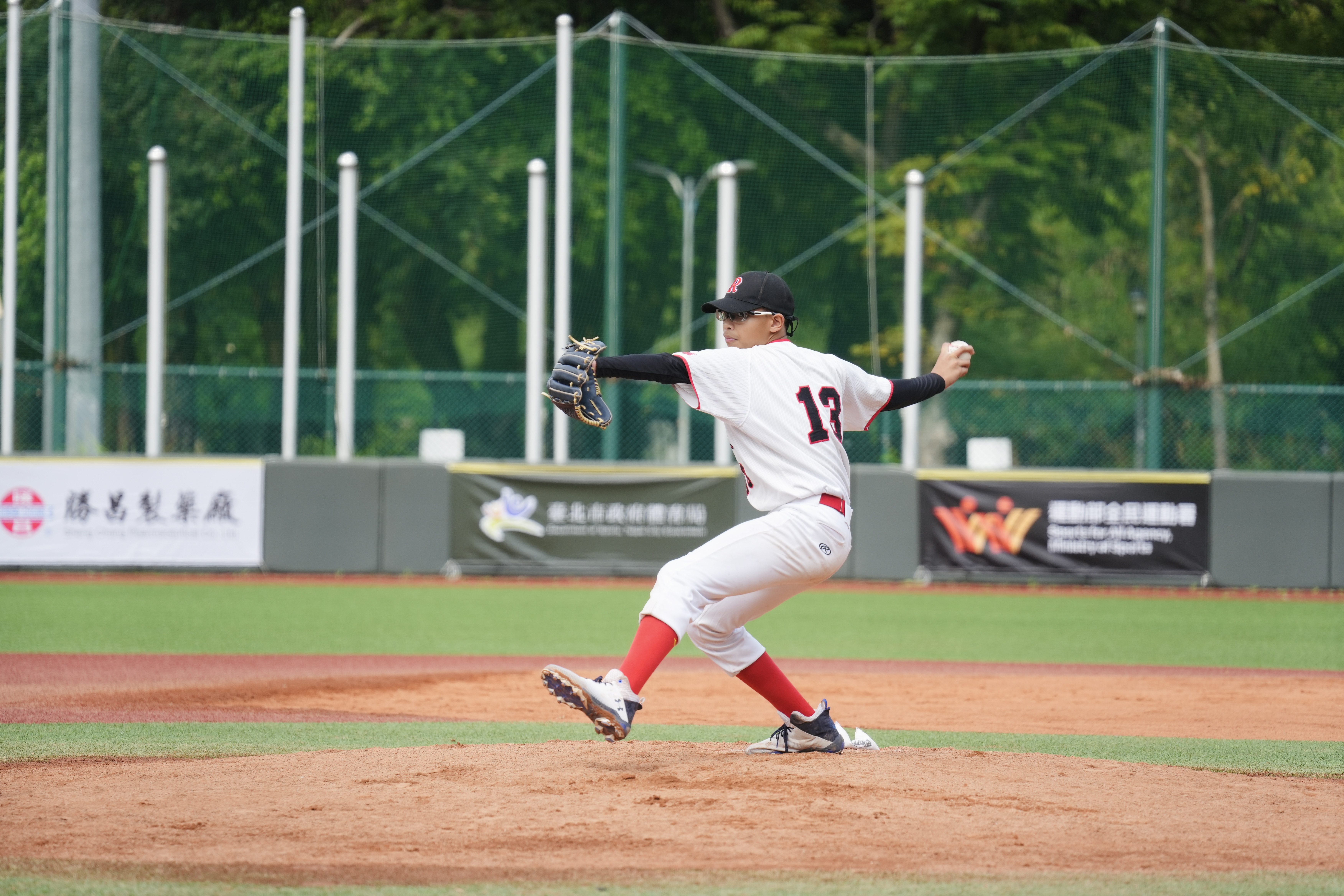 董鈞浩這次替中大紅襪效力。臺灣世界少棒聯盟提供