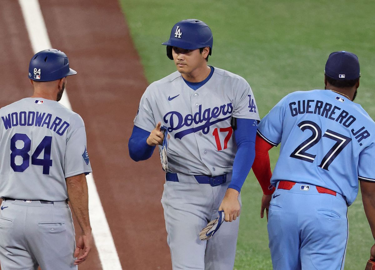 大谷翔平在第一局就被保送上壘。法新社