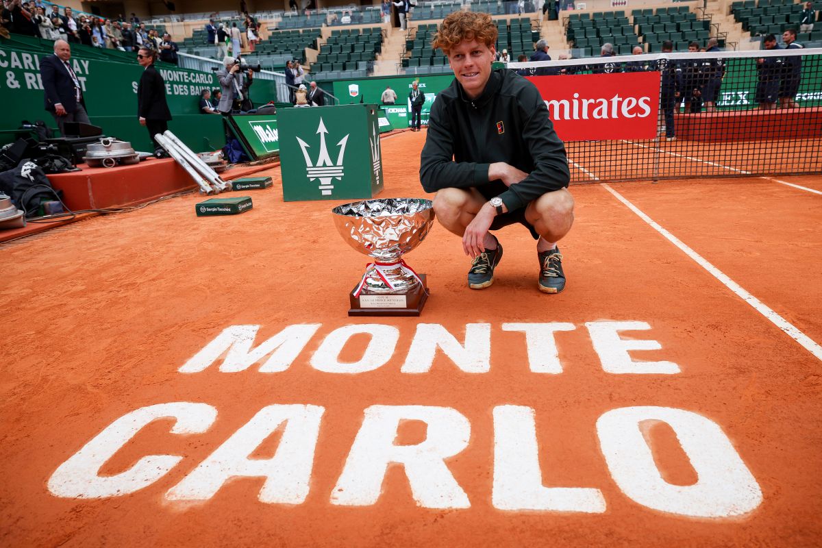 義大利網球好手辛納（Jannik Sinner）首度打下蒙地卡羅冠軍並將重返世界球王寶座。法新社
