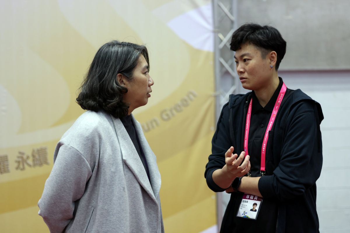 前跆拳道名教莊佳佳接任國訓副執行長後在全大運亮相。全大運辦公室提供