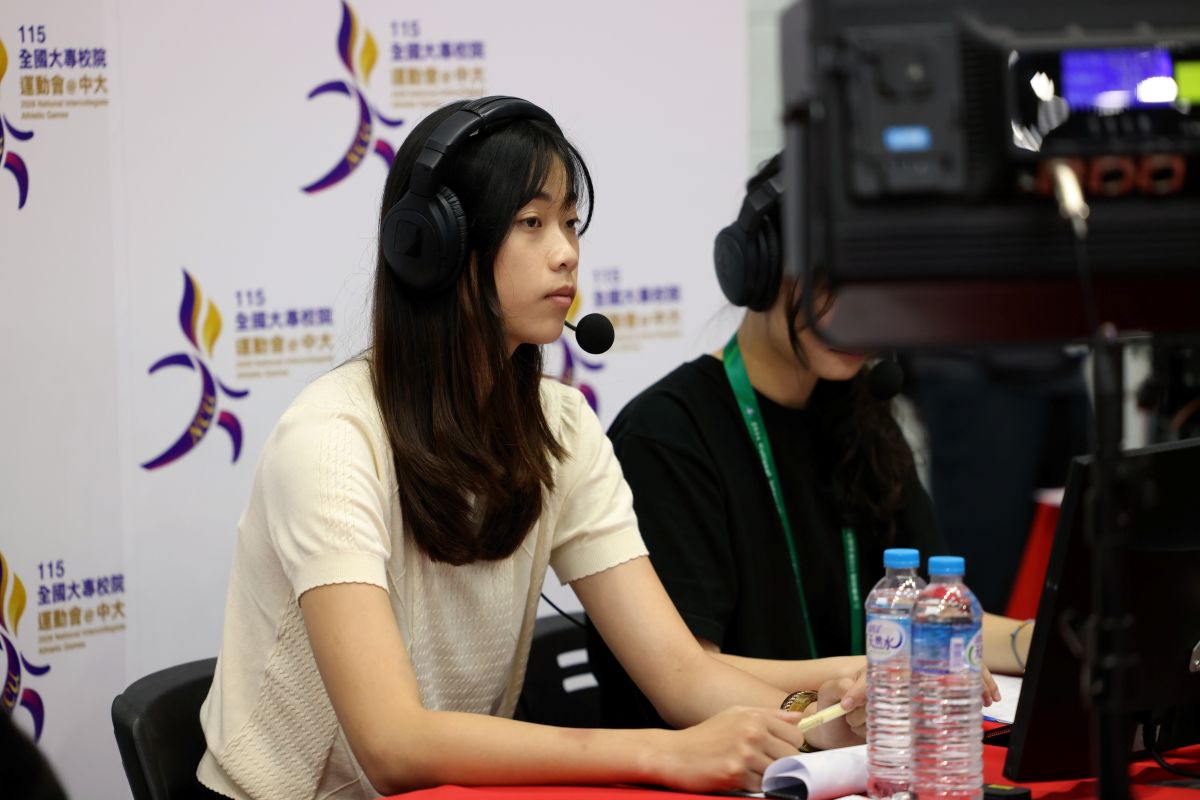 羅嘉翎轉播台初體驗展自信。全大運辦公室提供
