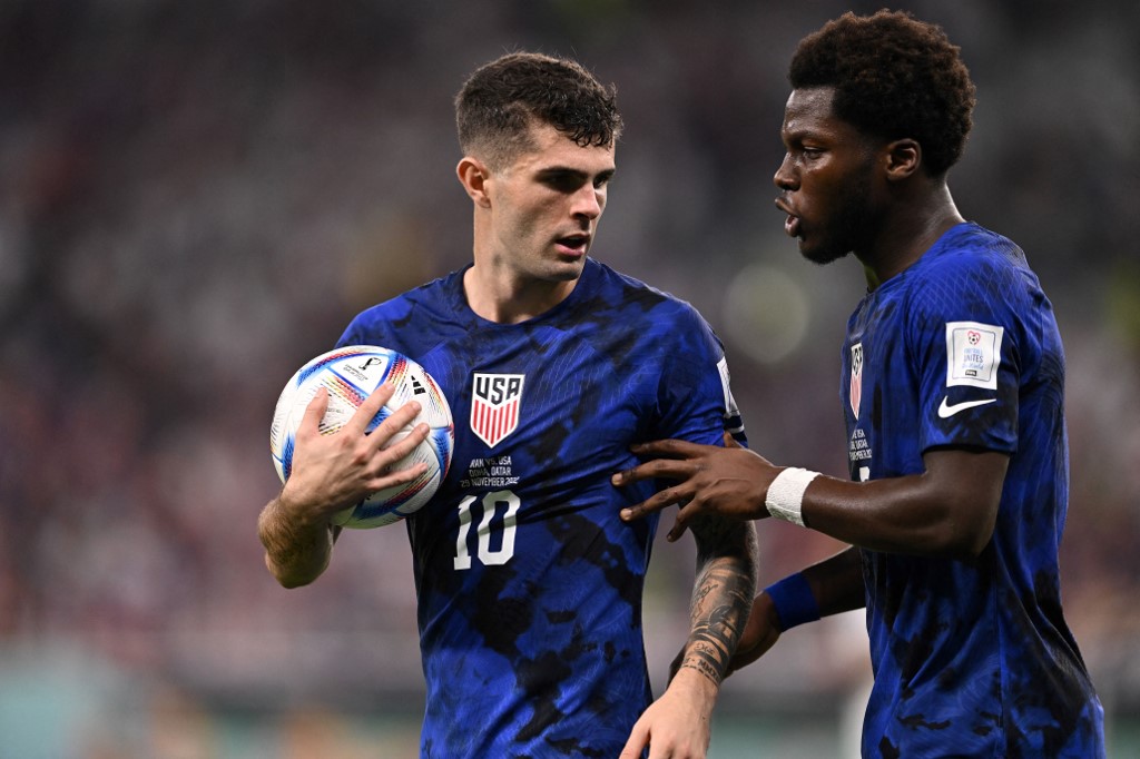 效力於AC米蘭的美國頭號球星普利希克（Christian Pulisic，左）。法新社