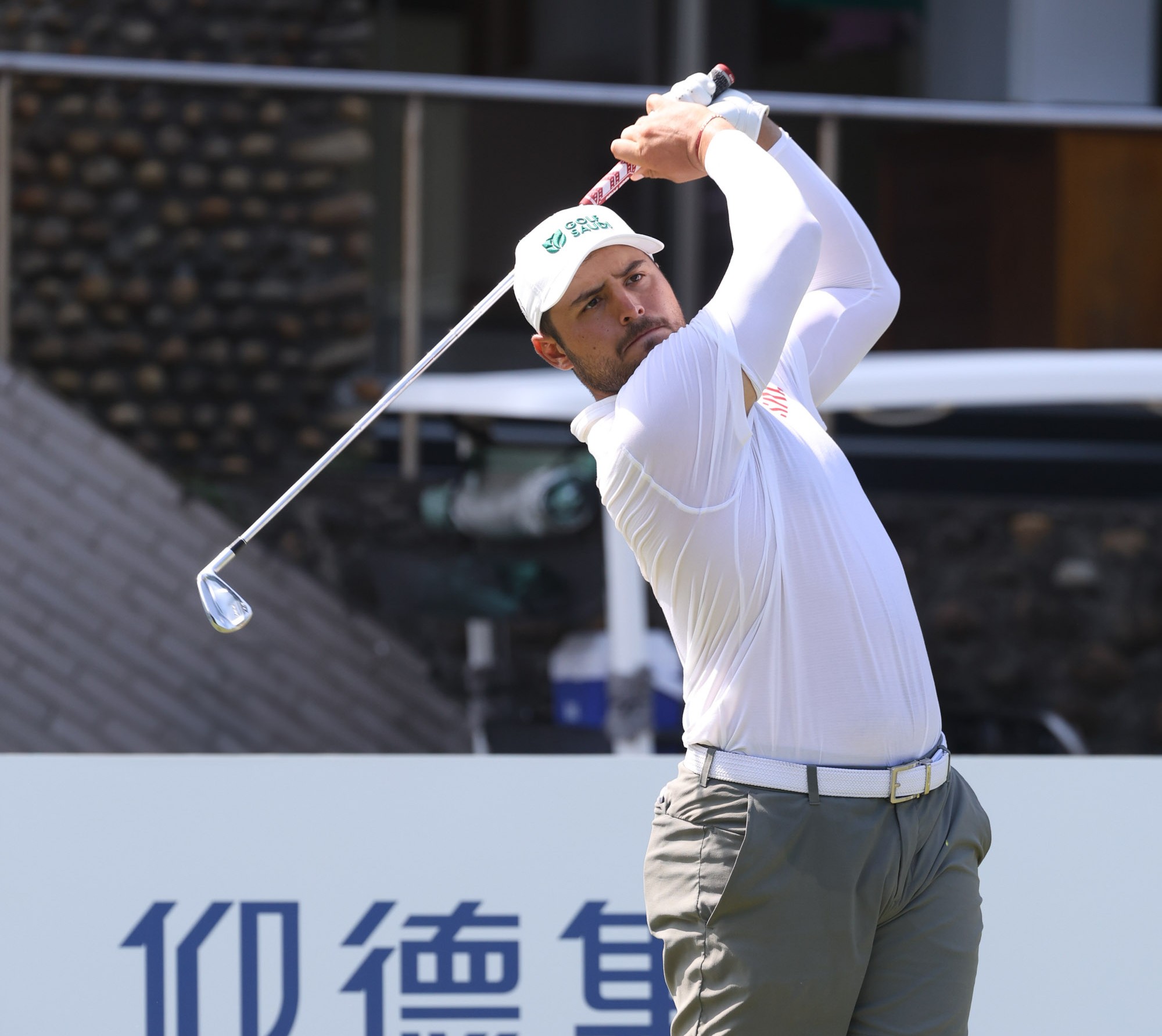 沙烏地阿拉伯選手Faisal Salhab第一回合以66桿-6暫並列第一。Tpga/林聖凱攝