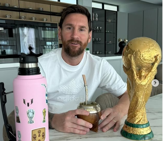 梅西平日常被拍到飲用瑪黛茶。翻攝自leomessi IG