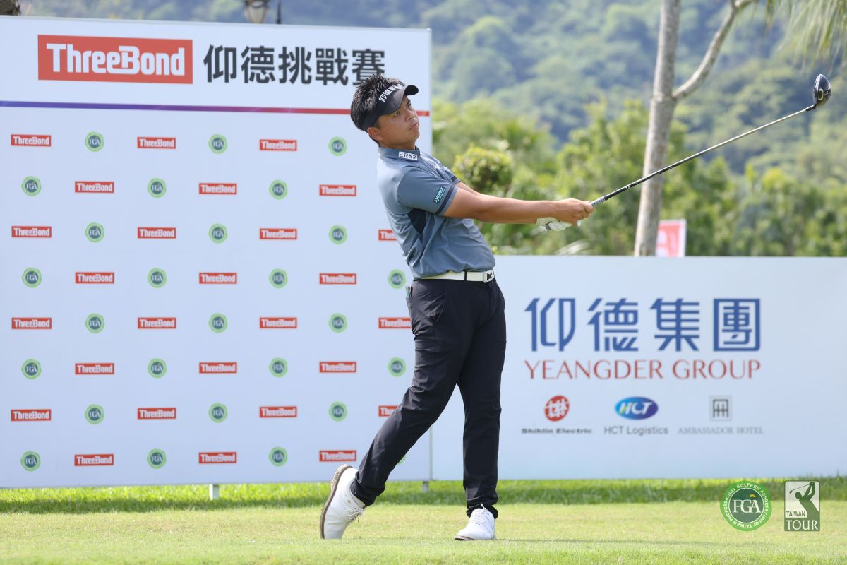 尋求衛冕的洪健堯首回合以66桿-6單獨領先。Tpga/林聖凱攝