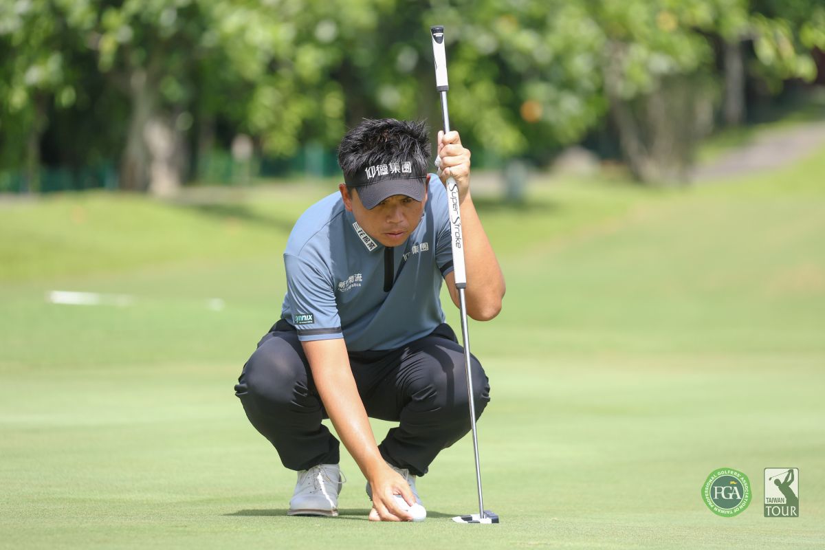 尋求衛冕的洪健堯首回合以66桿-6單獨領先。Tpga/林聖凱攝
