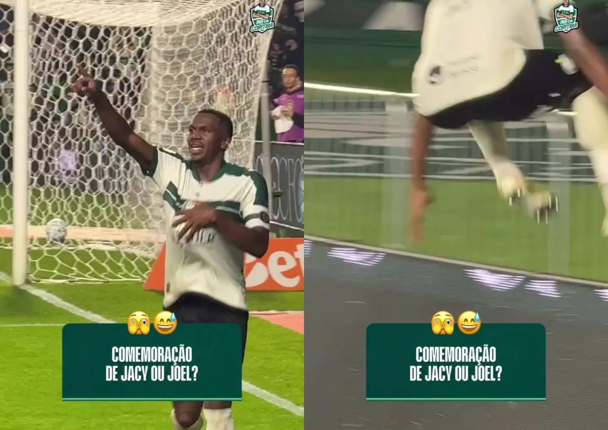 哥列迪巴(Coritiba)後衛賈西(Jacy)在慶祝進球時,竟意外跌落場邊通道。合成照片