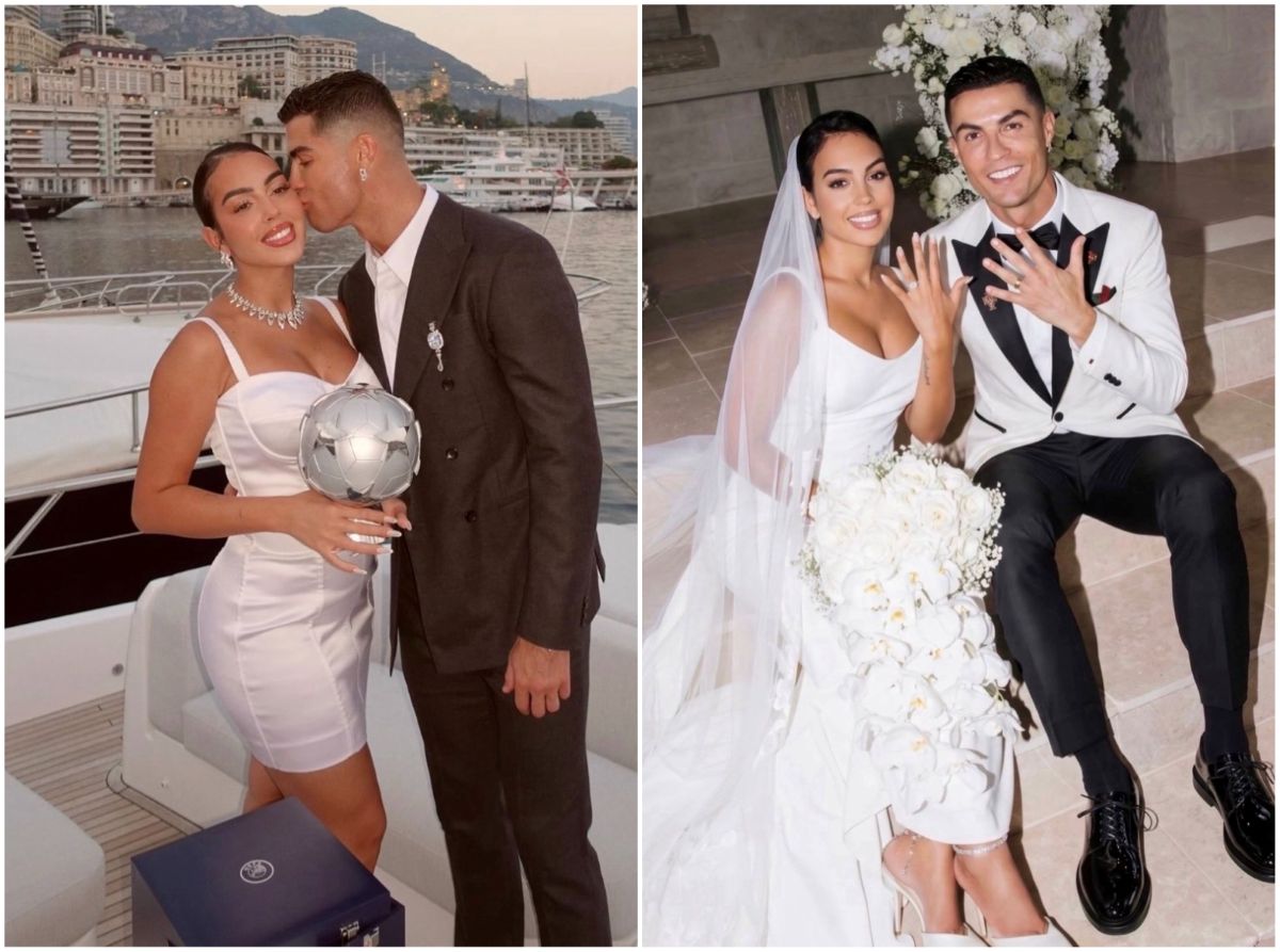 C羅和喬姬娜結束十年愛情長跑終於完成結婚。合成照片