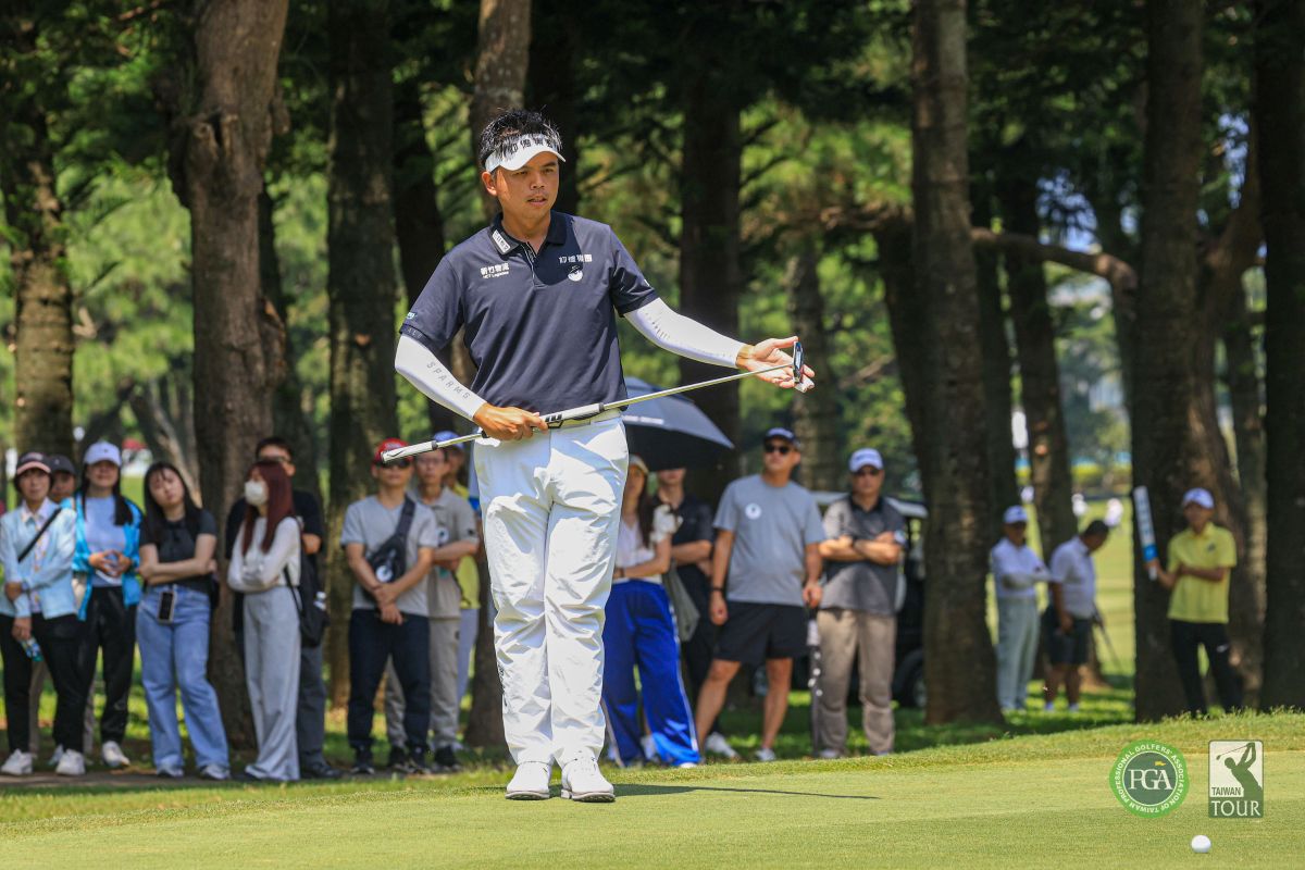 仰德集團贊助選手洪健堯以三回合總桿200桿-16暫並列第三為台灣選手目前最佳。Tpga/林聖凱攝