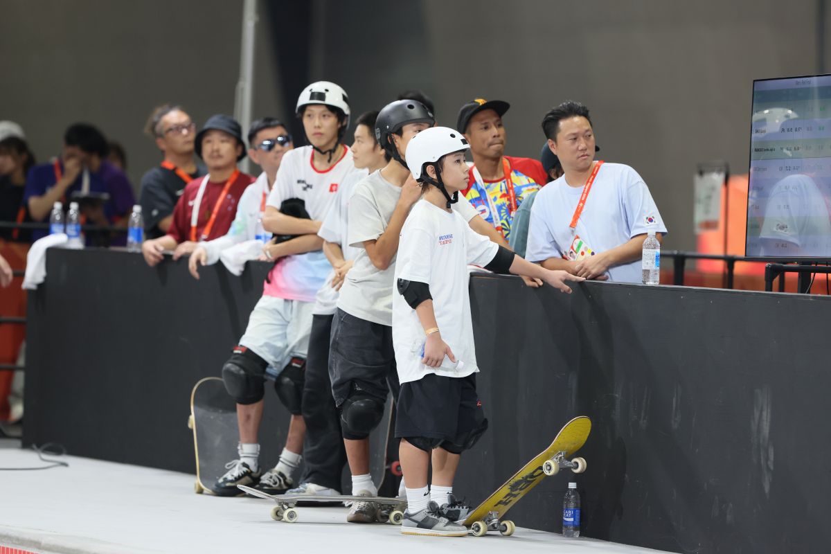 12歲滑板神童辜泳諺成為台灣運動史上最年輕的亞運奪牌選手。中華奧會提供