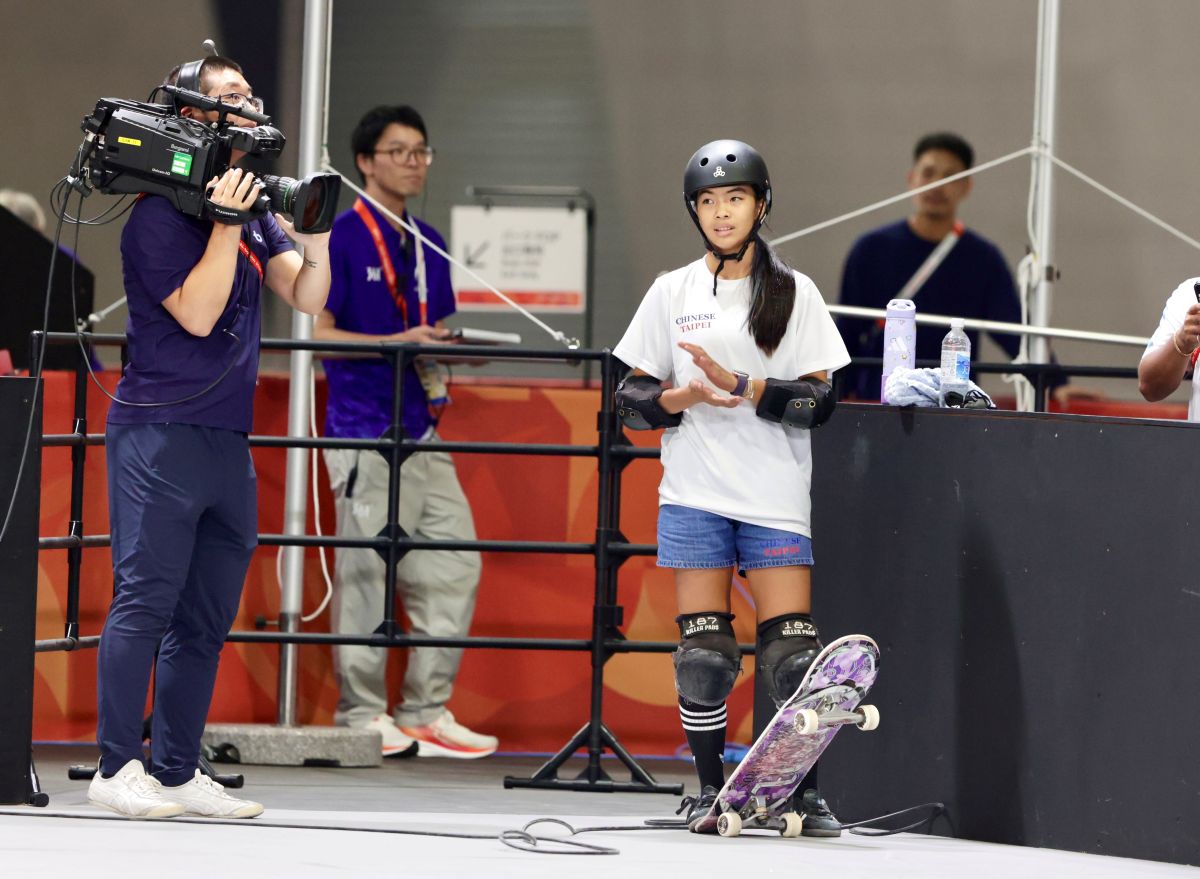 14歲天才滑手林逸凡成為台灣運動史上奪下亞運獎牌最年輕的選手。中華奧會提供