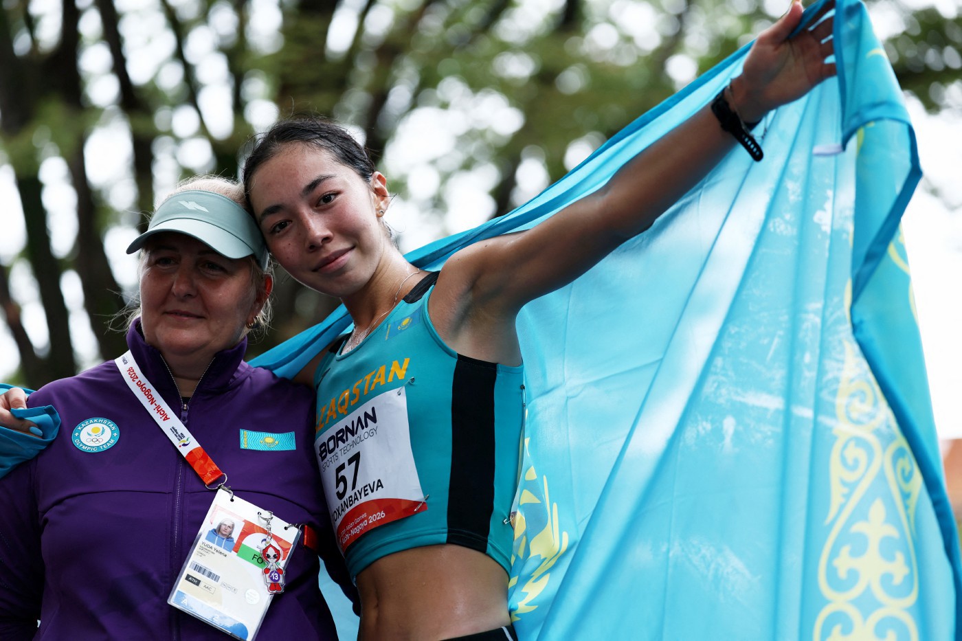 哈薩克競走選手托克桑巴耶娃（Yasmina Toxanbayeva）原本率先抵達終點，卻因鞋子不符規定而遭取消金牌。法新社