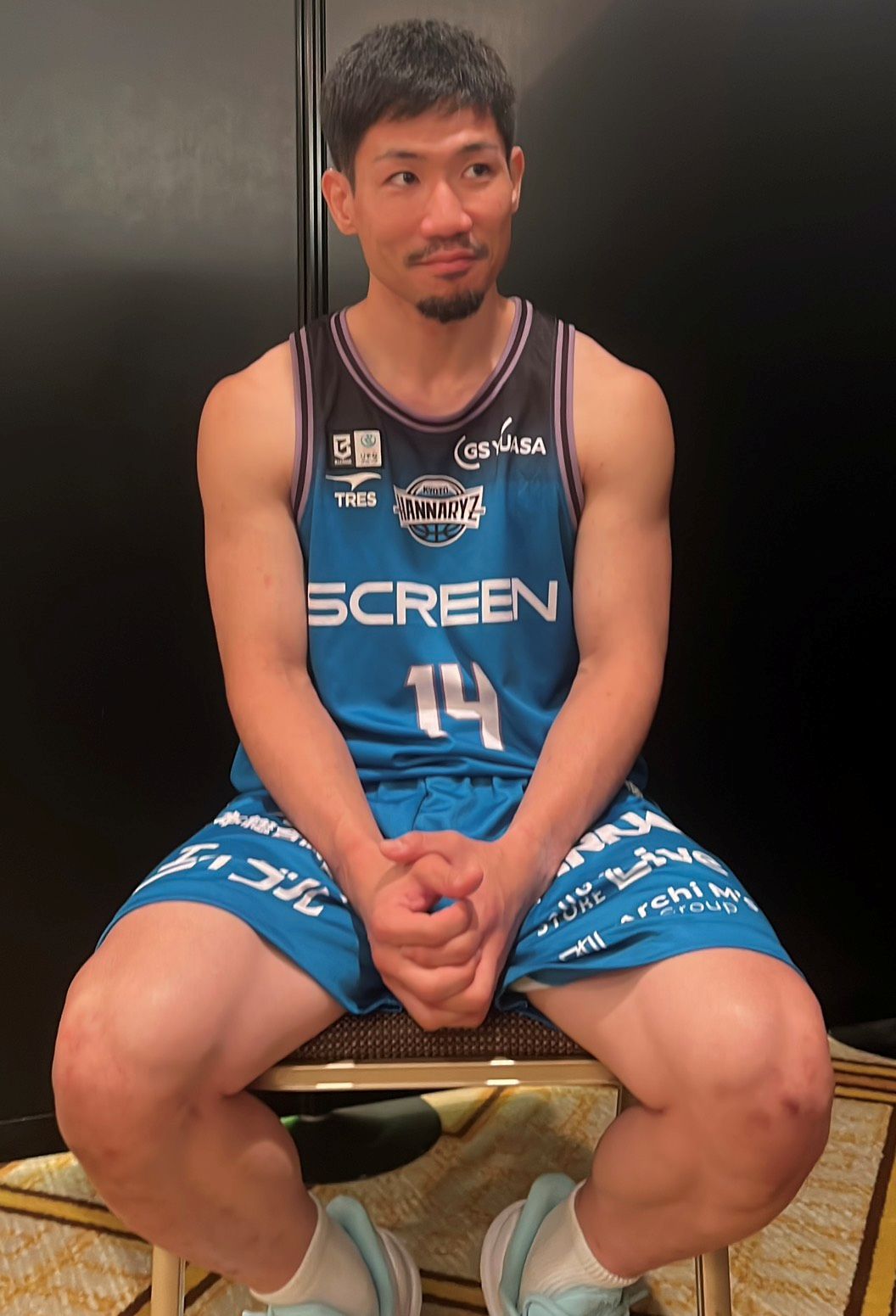 京都創榮球員岸本隆一受訪。王筑攝