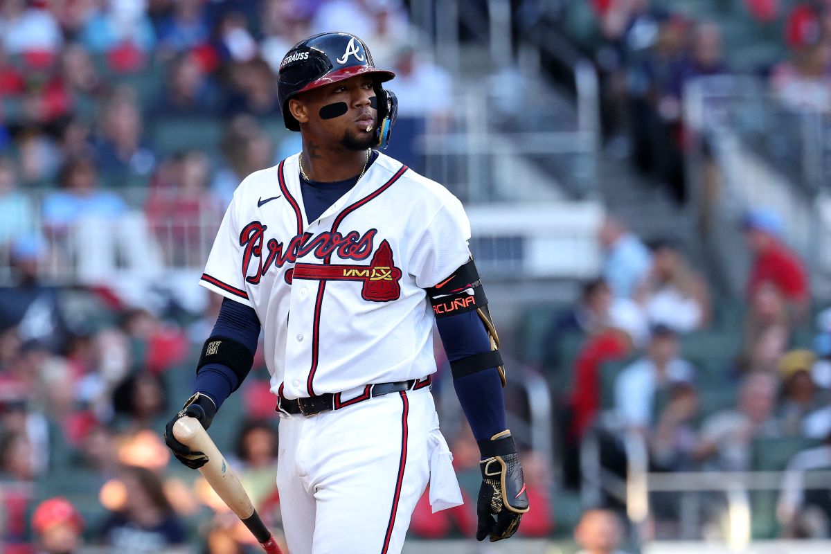 亞特蘭大勇士球星阿庫尼亞(Ronald Acuña Jr.)在今年季後賽打擊表現不理想。法新社