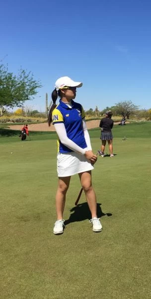 業餘選手林子涵今天推桿比上一場好。