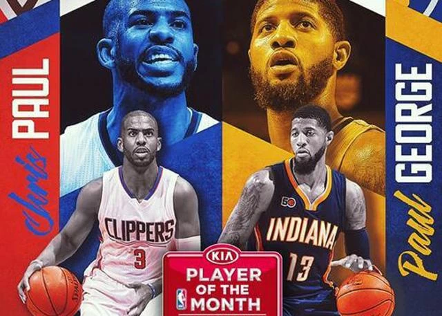 保羅(左)與喬治分別當選4月東西區最佳球員。(摘自NBA官網)