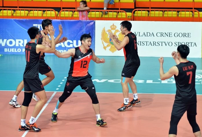 中華男排打出好球後好嗨。圖／FIVB。