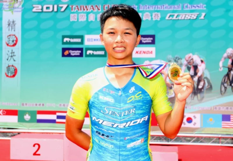 申騰美利達隊張瑤在菁英女子組五百公尺個人計時賽封后。中華民國自由車協會／提供。