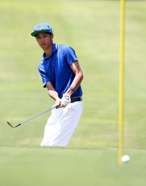 王偉倫第18洞果嶺邊第三桿漂亮切球拿下OK博蒂獲勝。圖/大會提供(鍾豐榮攝)