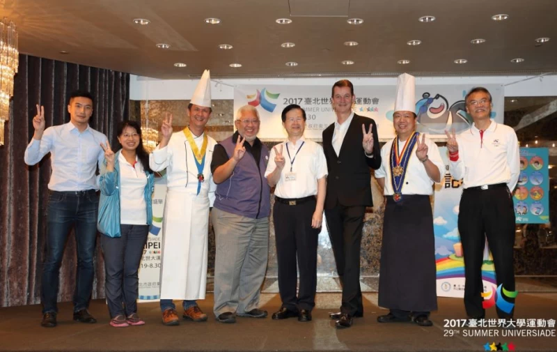 台灣主廚身份宣提台灣美食重任。台北世大運組會提供