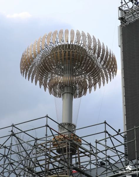 2017臺北世大運聖火台由新媒體藝術團隊「豪華朗機工」操刀。圖/臺北世大運組委會提供