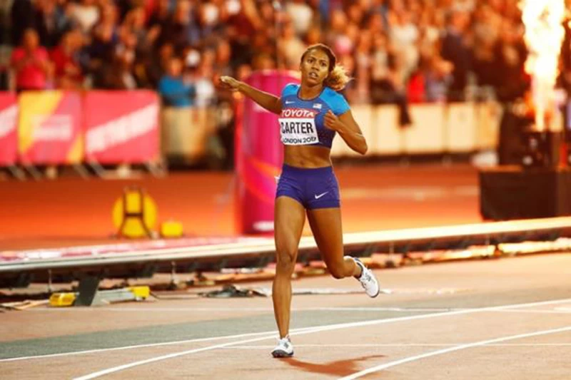 美國Kori Carter在2017世界田徑錦標賽女子400公尺跨欄以53.07稱后。圖／@gettyimages。