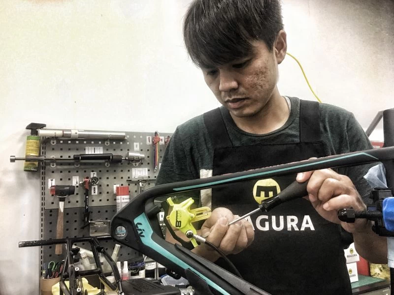 宜蘭女子車隊專門指定使用的煞車MT8 Raceline。MAGURA（瑪古拉）提供