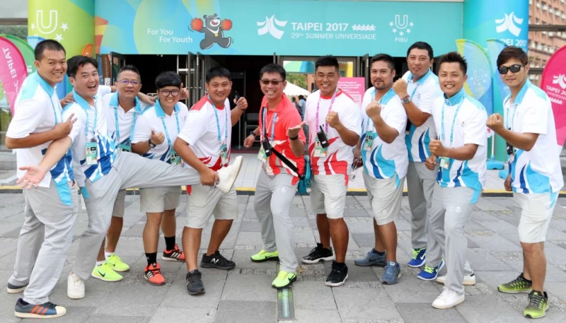 2017臺北世大運射箭賽工作人員中有十餘位國手。林嘉欣/攝影。