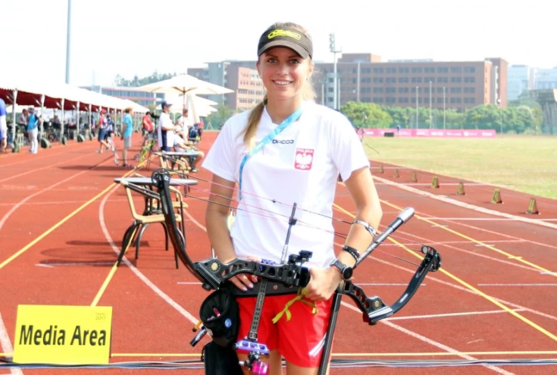 波蘭複合弓選手莎寇娜(Mariya, SHKOLNA)長相甜美。林嘉欣/攝影。