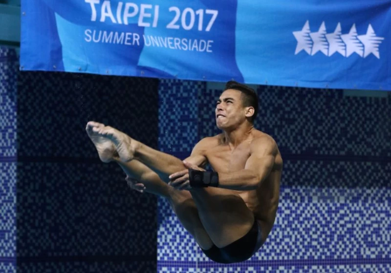 臺北世大運男子一米跳板美國選手Herrera_Briadam獲得銀牌。圖/台北世大運組委會提供